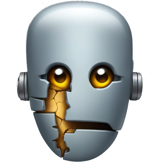 a half of robot that peeks in the cracks emoji