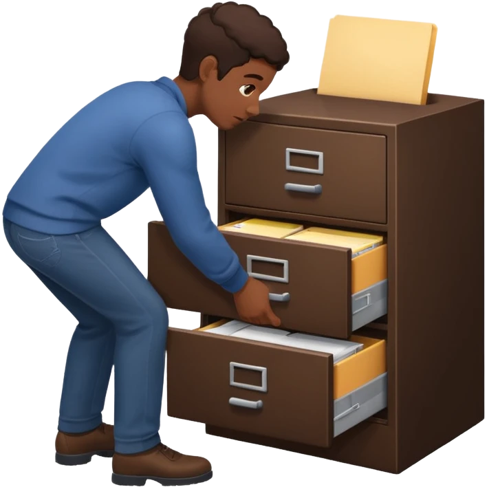A black person opening a filing cabinet to search for file emoji