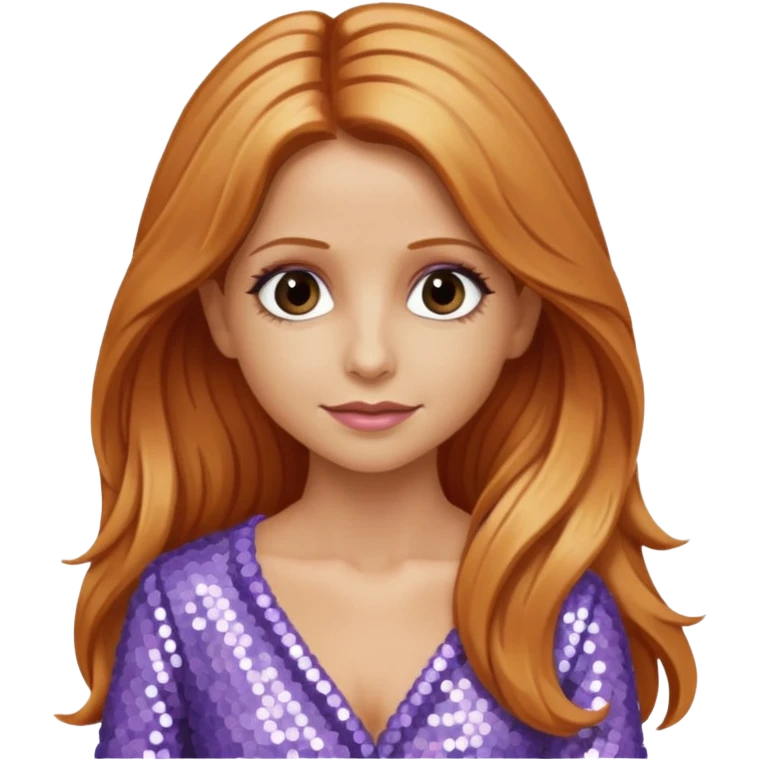 Sarah Michelle Gellar with long reddish blonde hair, lavender sequin outfit emoji