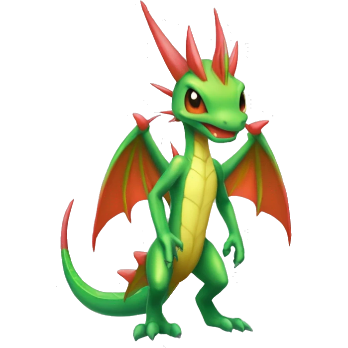 Full body sharp edgy shiny punk colorful Fairy-Flygon-Scyther-grovyle emoji