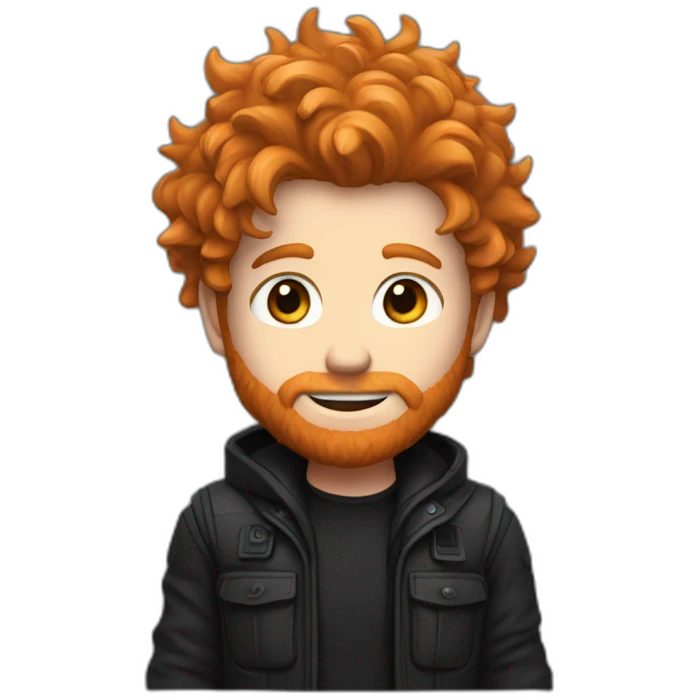Ginger protagonist scruffy hair and black gear clothes emoji
