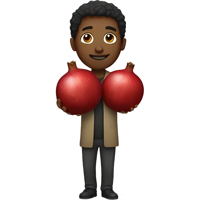 Man holding 2 pomegranates  emoji