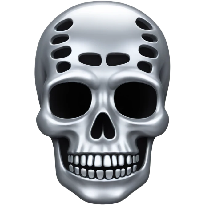 A silver chrome skeleton emoji