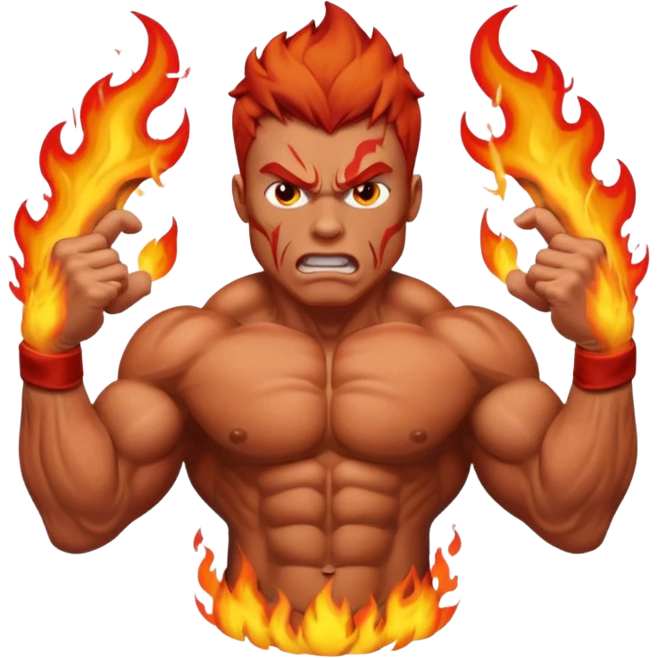 burning angry bodybuilder red haired man emoji