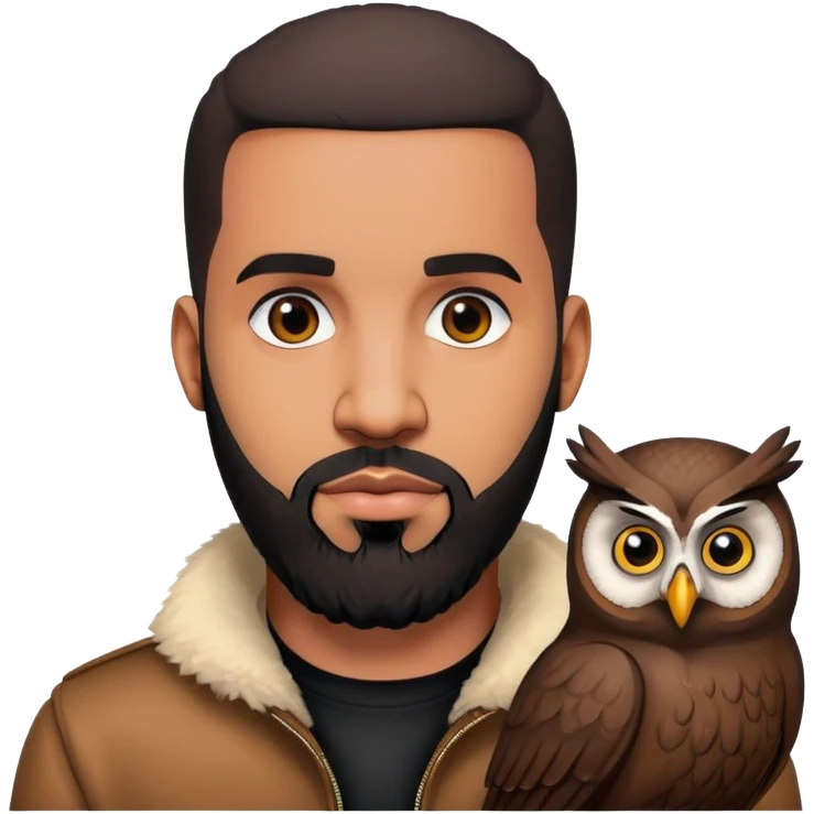 Drake rapper with beard and OVO owl logo emoji