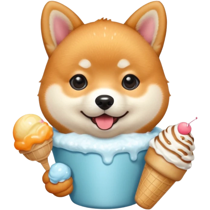 The baby shiba dog with icecream emoji