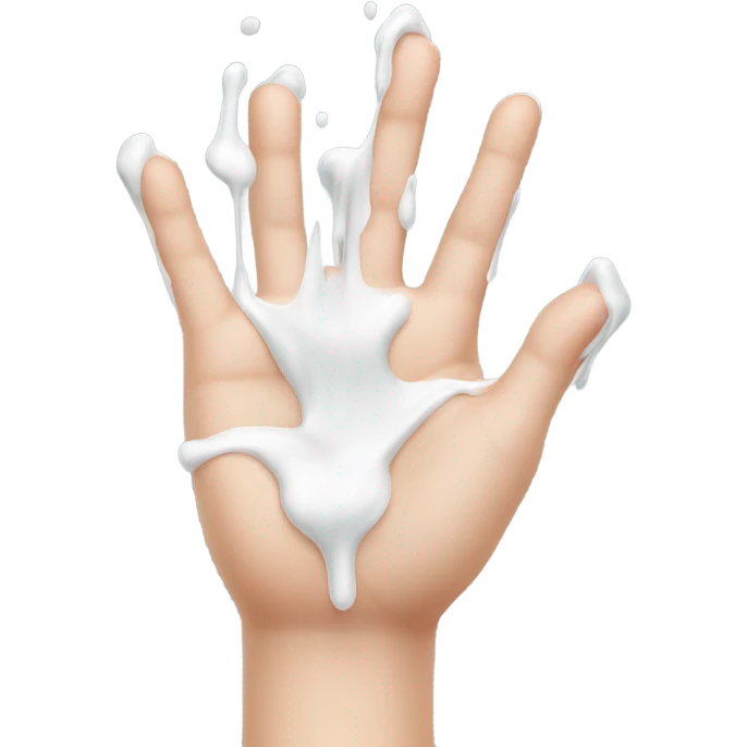 milk dripping directly off palm of hand with 5 fingers emoji