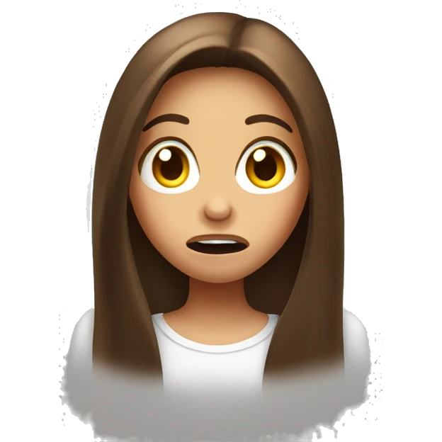 very shocked face girl with brown long hair emoji