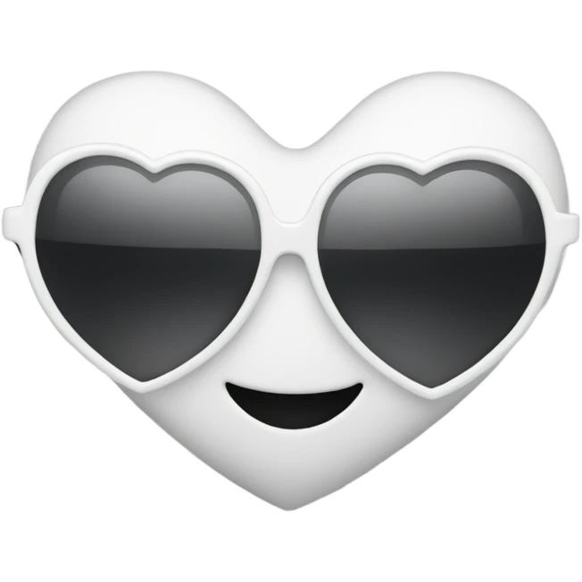 White heart shaped sunglasses on a blank background  emoji