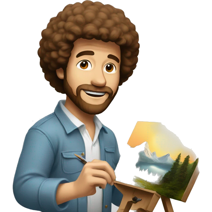 bob ross painting a picture emoji
