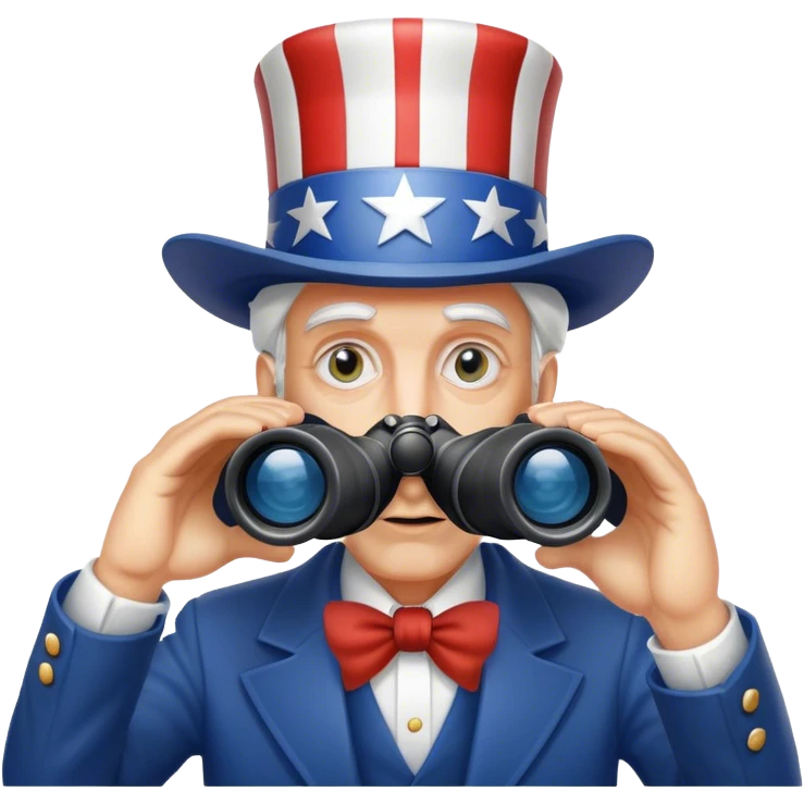 Uncle Sam is looking through binoculars emoji