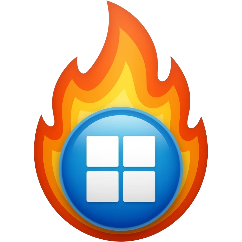 windows 11 logo on fire emoji