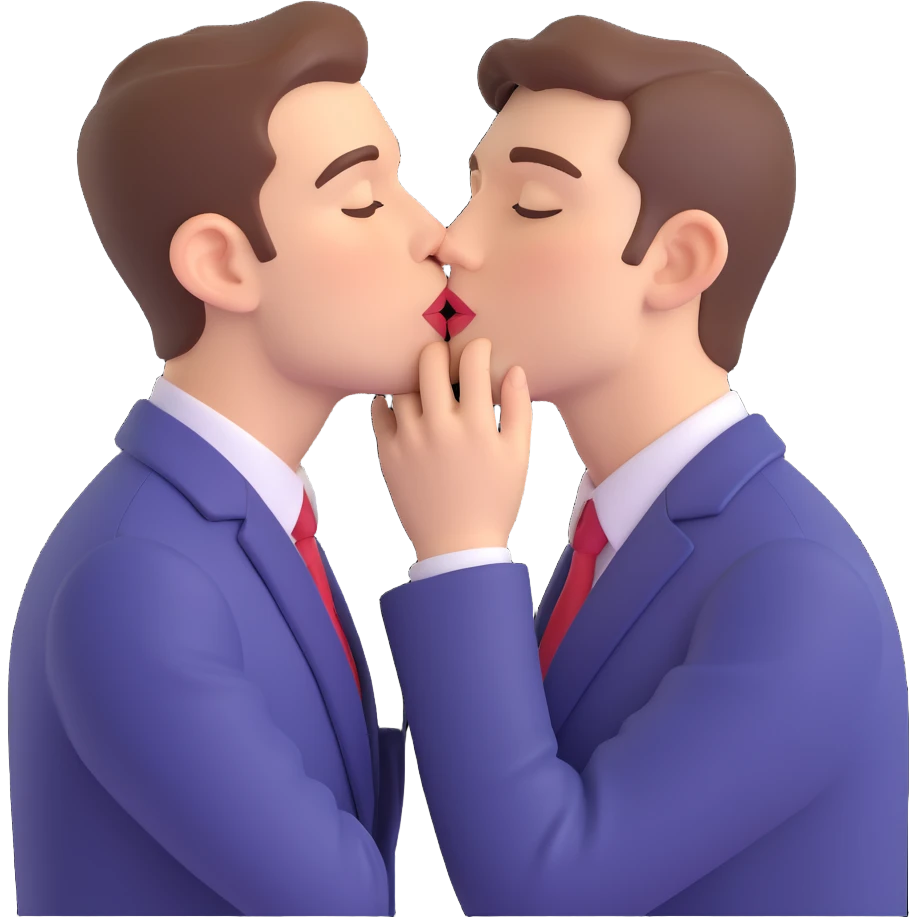 two men kissing each other on the cheek emoji