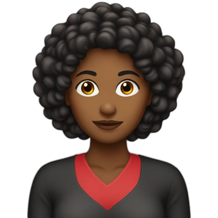 Mujer negra pelo rojo recogido emoji