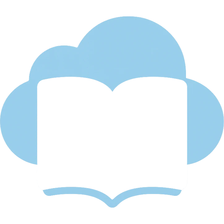 open thick white book made of cloud, flat color icon style emoji