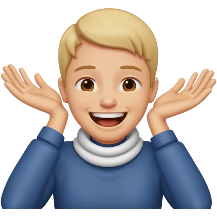 A person laughing with their hands around neck chocking emoji