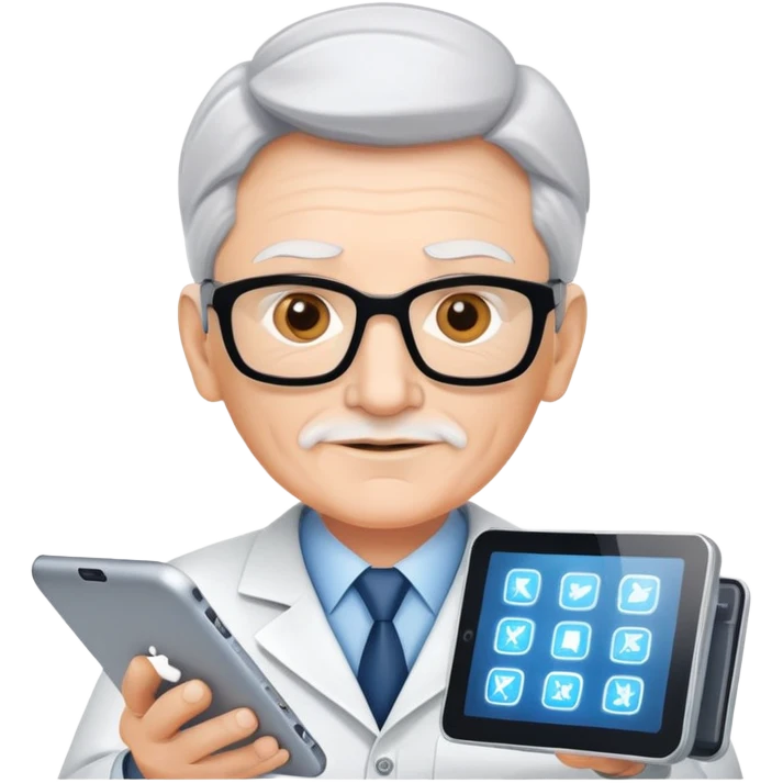 Senior IT Specialist with multiple high-tech devices, confident expression, showing leadership, advanced technical expertise emoji
