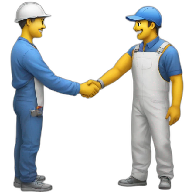 AI and painter shaking hands emoji
