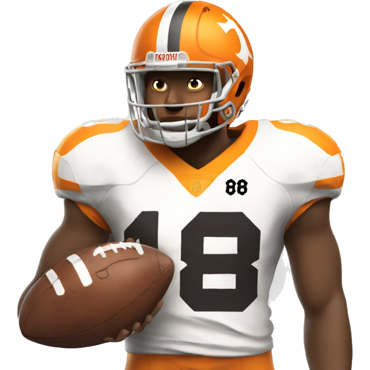 Tennessee volunteers football player holding football with helmet on and jersey with the number eight emoji