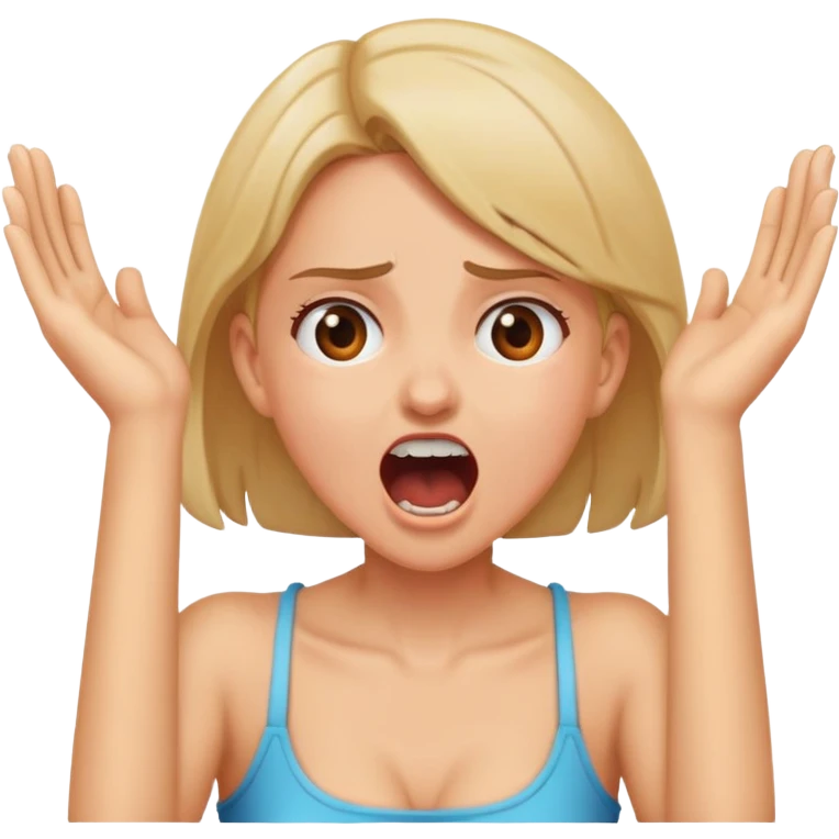 Girl with hands on neck screaming emoji