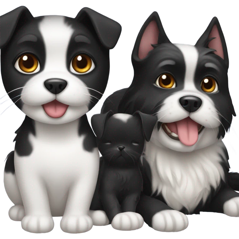 Black cat with black and white terrier dog emoji