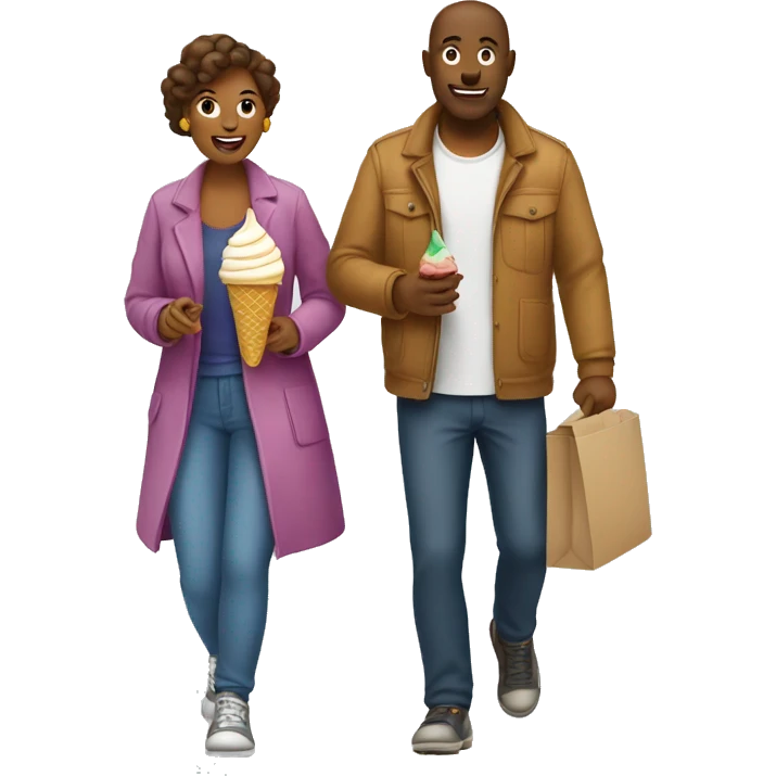 make an emoji that shows a couple of a woman and a man going for a walk eating ice cream emoji