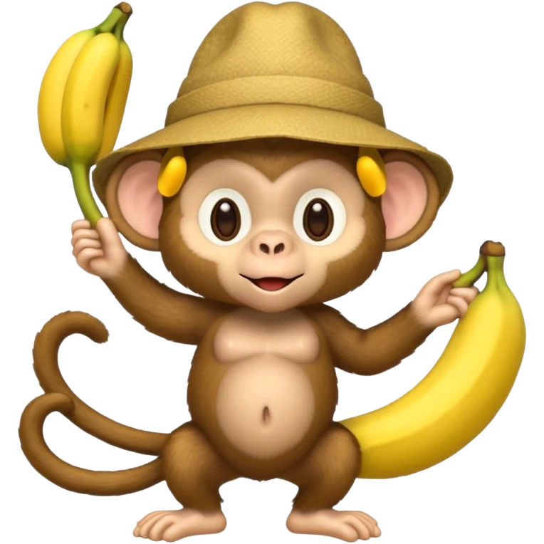 monkey with banana and wearing hat emoji