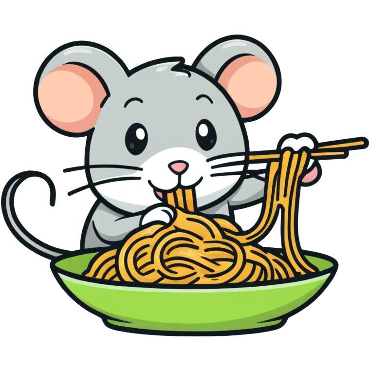 Mouse making spaghetti emoji
