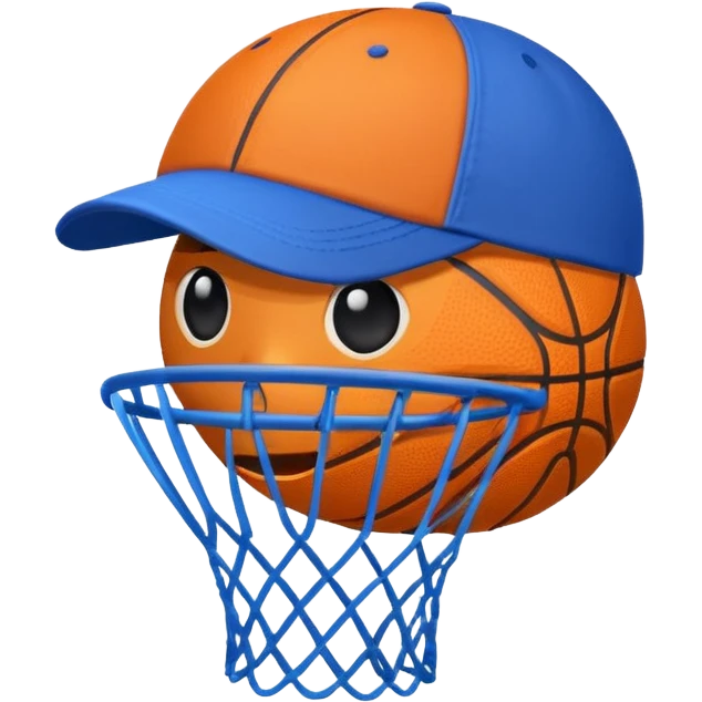 basketball cap object icon, sporty cap with basketball logo style (no text), 3D cartoon, mobile game icon style, clean background, no watermark
 emoji