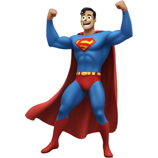 Superman doing a super dance and is super happy emoji