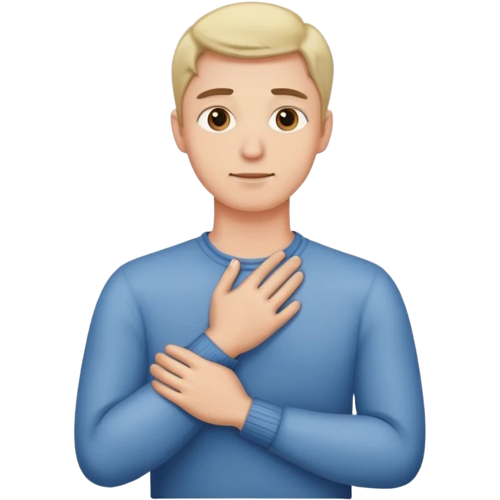 hands crossed holding neck guy emoji