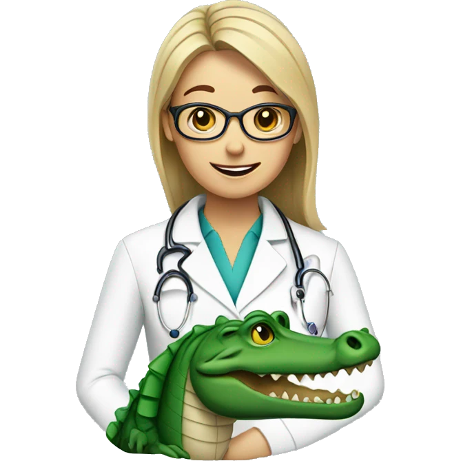 Alligator with female doctor emoji
