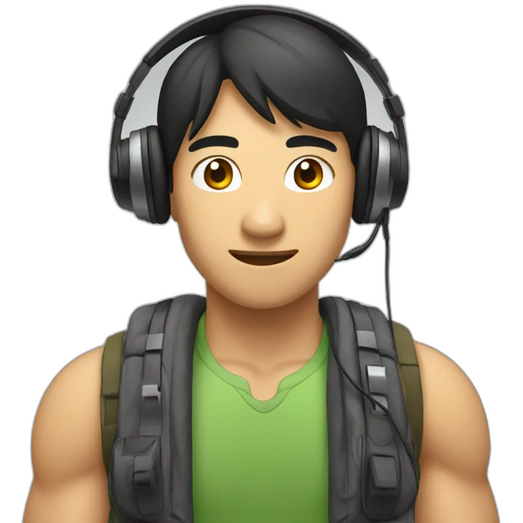 Asian male gamer with headphones emoji