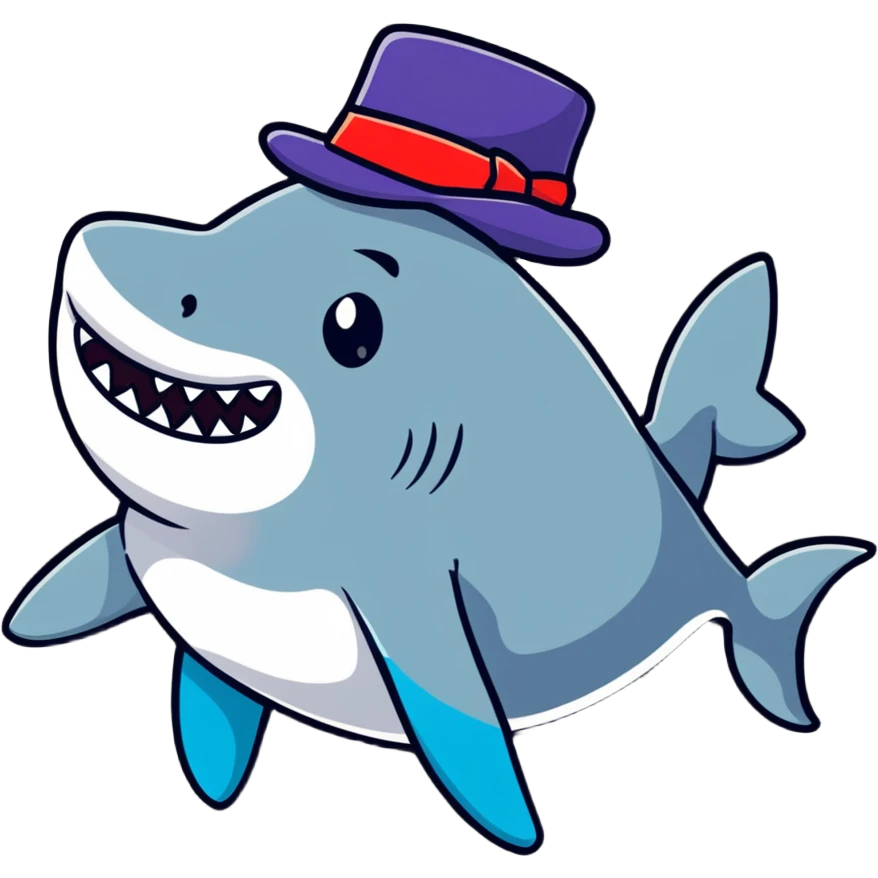 Shark with a top hat emoji