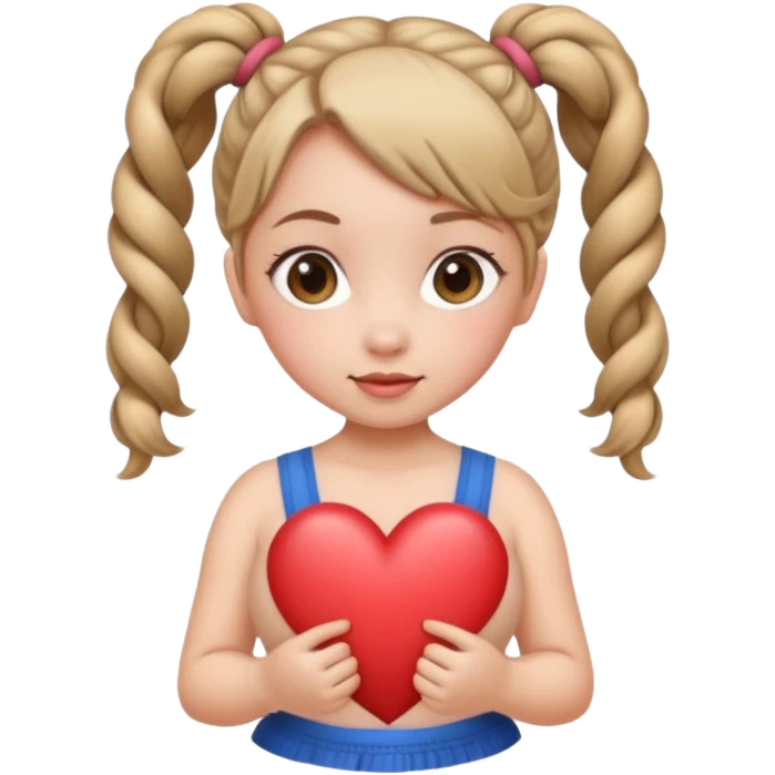 Her hair is in pigtails and her pubic hair is shaped like a heart.  She has wide hips emoji