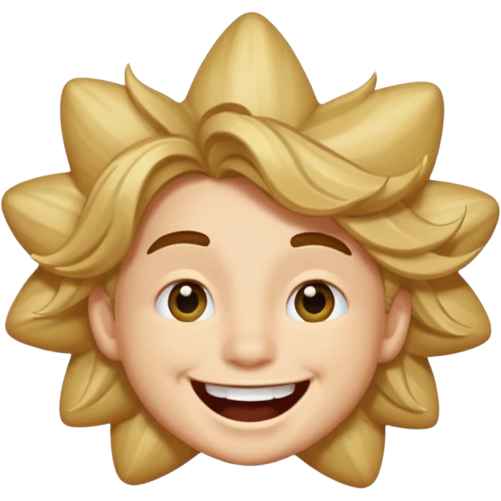 Moreno ojos de estrella riéndose y pelo asía lado emoji
