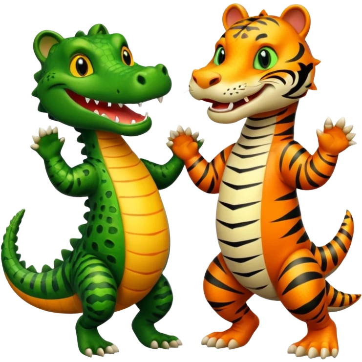Alligator qui danse avec un tigre  emoji