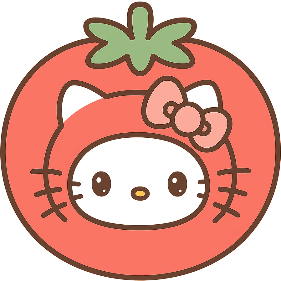 Hello Kitty trapped inside a tomato, cute and charming style emoji