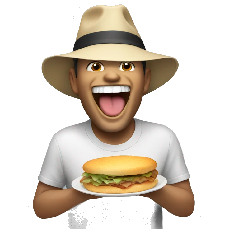 Man laughing while eating his hat emoji