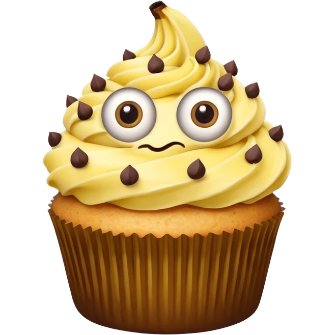 big mustached banana cupcake big eyes emoji