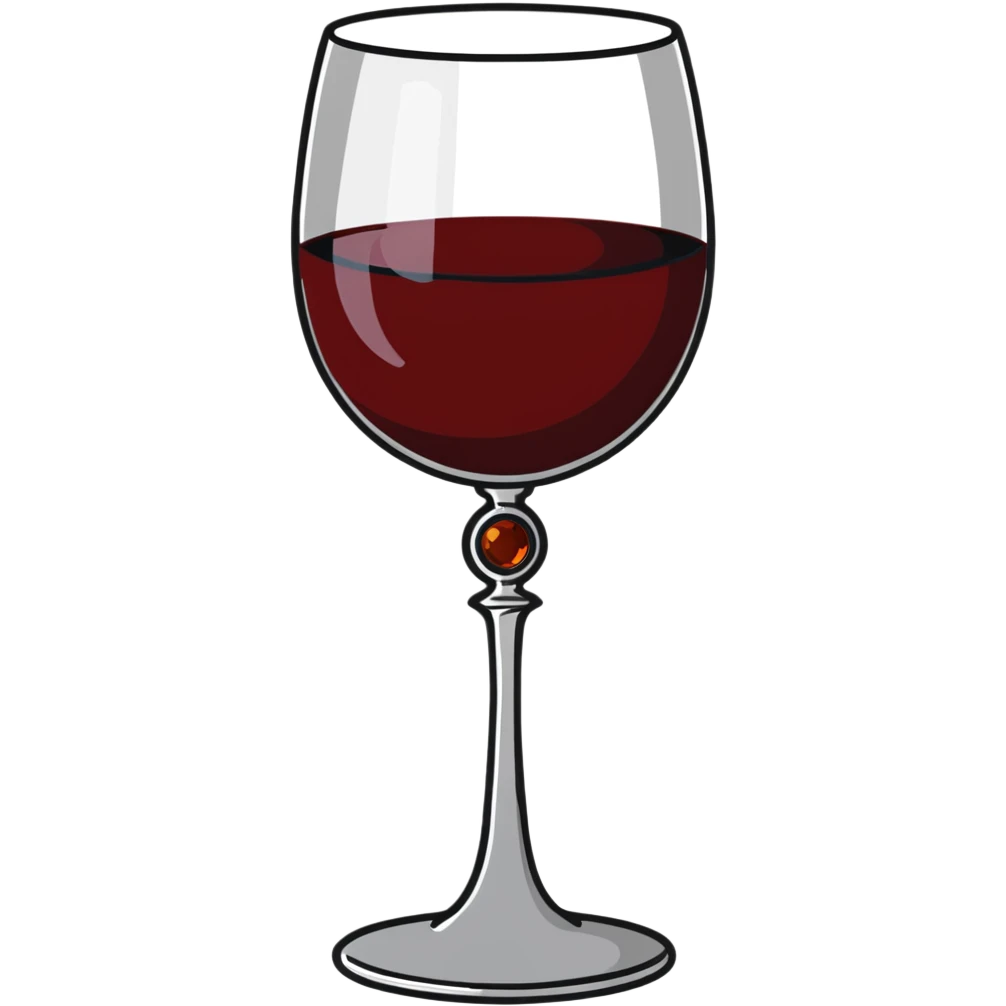 fancy silver goblet adorned with red amber stones containing dark red wine emoji