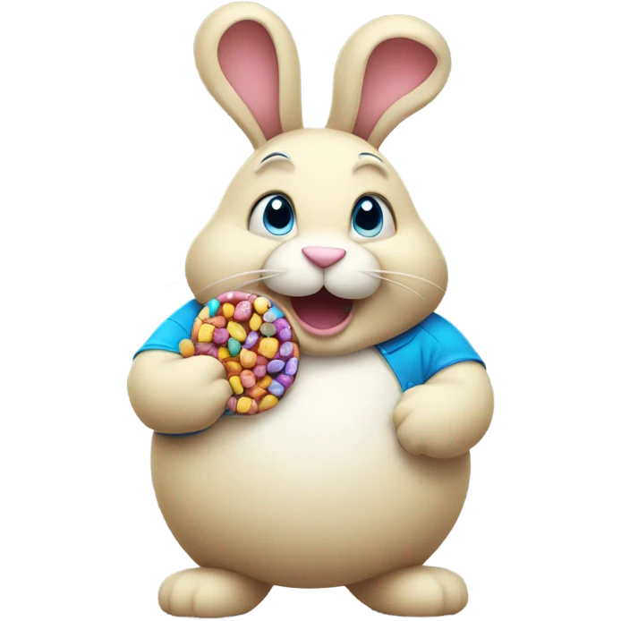 Fat rabbit eating candy emoji