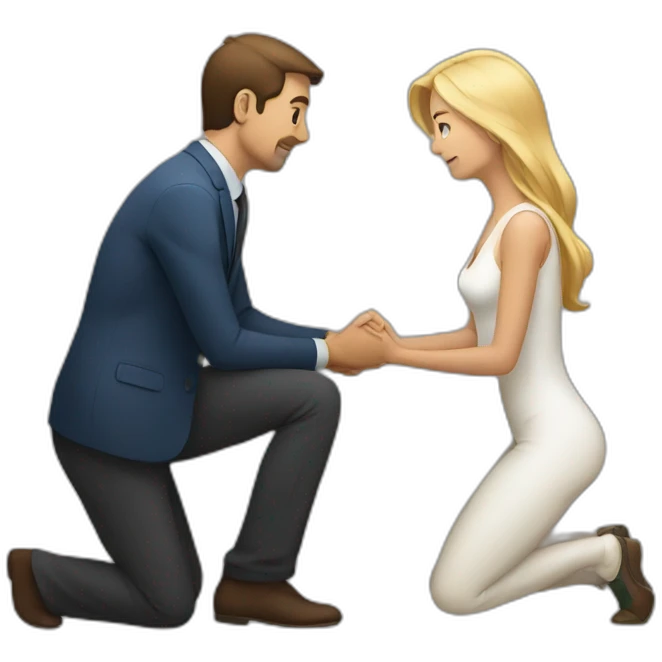 Woman on knees facing man emoji