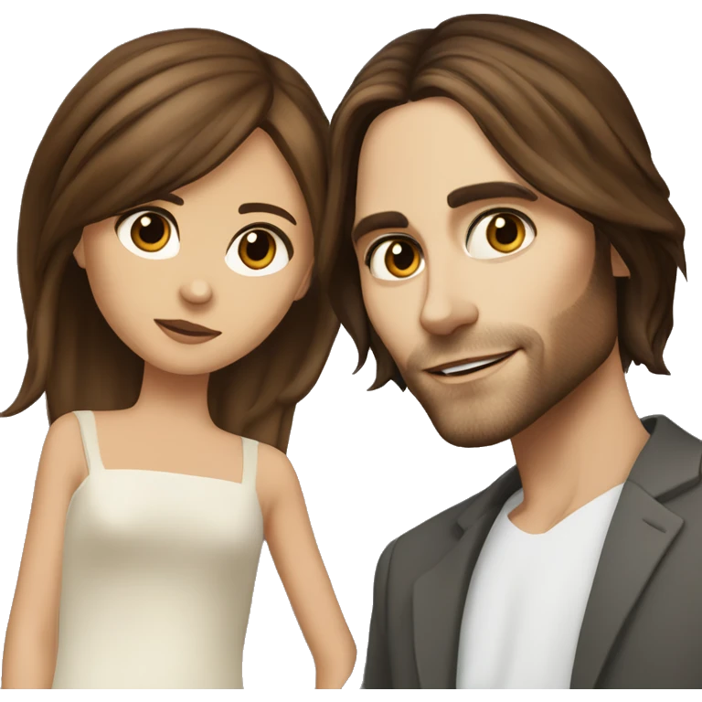 Jared Leto and girl brown hair and brown eyes  emoji