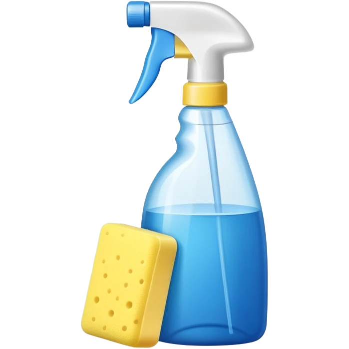 cleaning supplies with spray bottle and sponge emoji