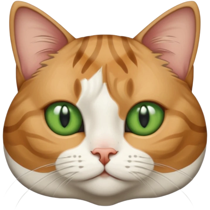 Half-eared grey striped green-eyed Scotch fold, cute cat emoji