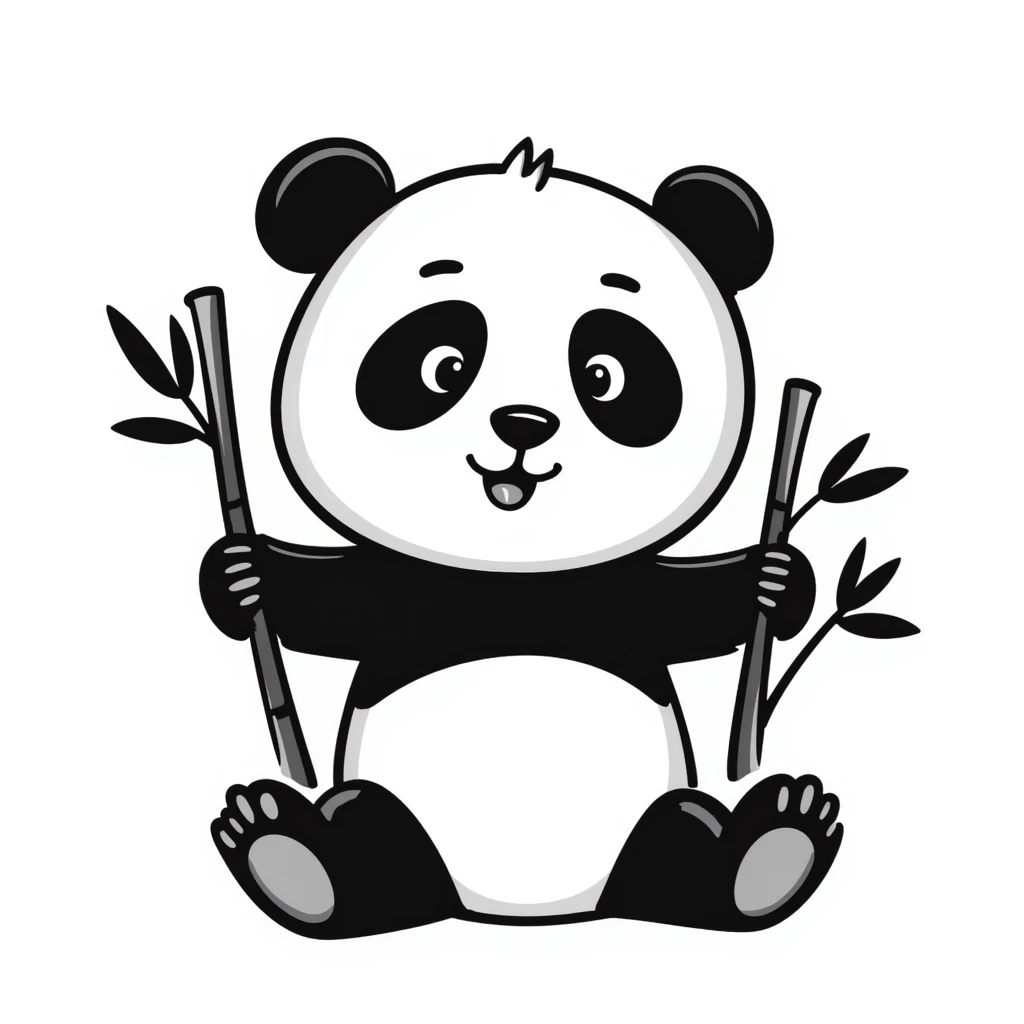 A lovely panda eating bamboo emoji