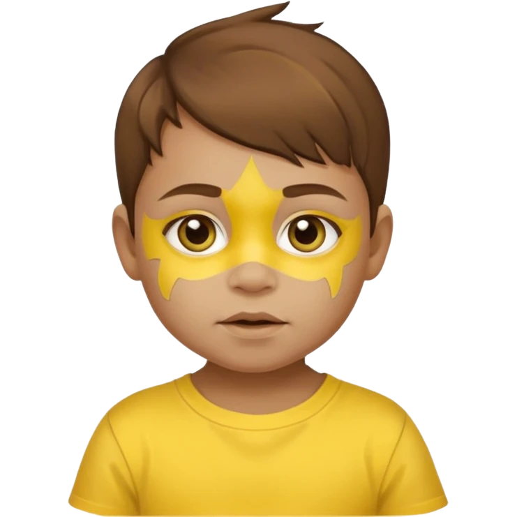 brown hair baby with yellow face paint and yellow shirt emoji
