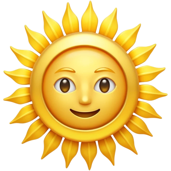 A radiant golden sun, with long, bright rays surrounding it, an intense yellow center, detailed 3D emoji style, neutral background, soft and vibrant lighting.  emoji