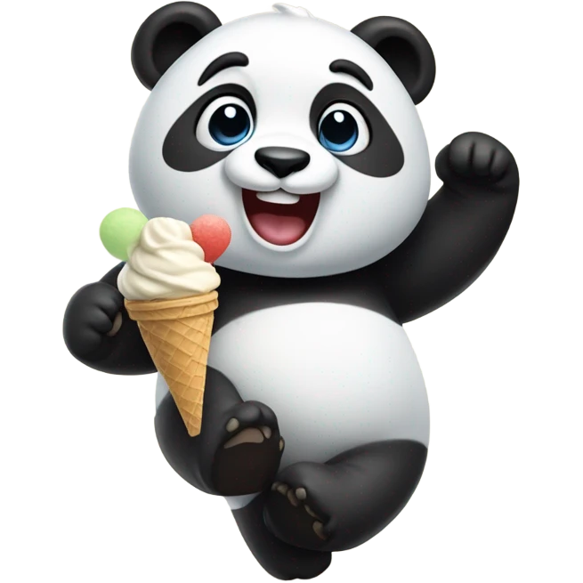 Panda eating icecream dancing emoji